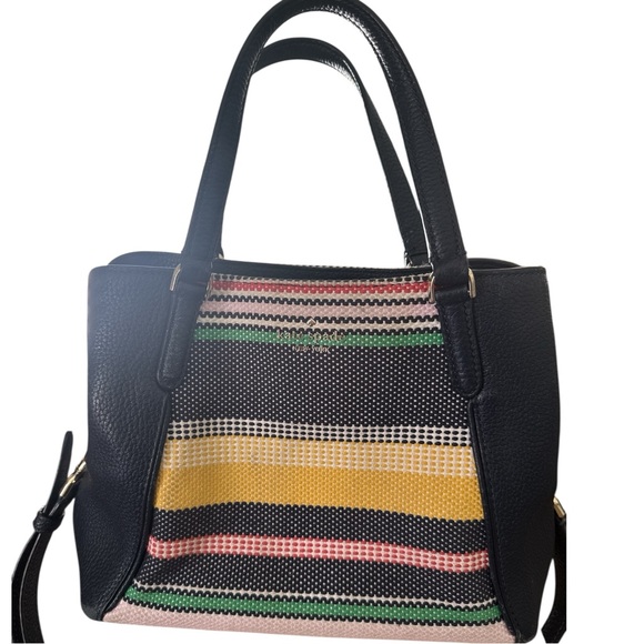 Kate Spade Jason Boardwalk Striped Navy Multicolored Leather Handbag - Picture 4 of 16